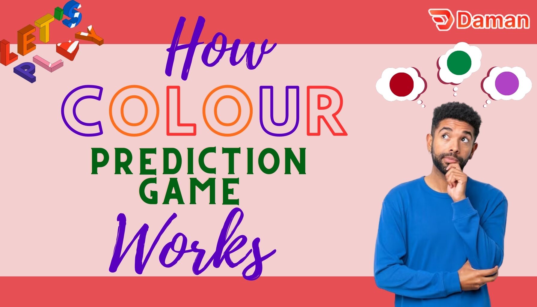 an image of a man thinking on how to play colour prediction game