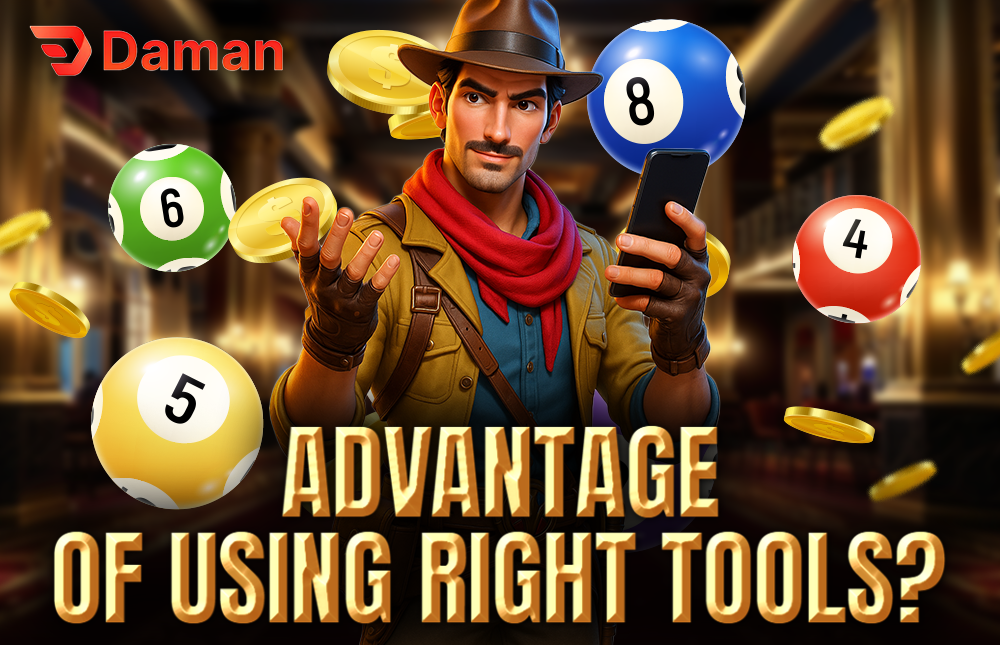 A picture of a character holding a phone, showing the benefits of using the Daman hack prediction tool.
