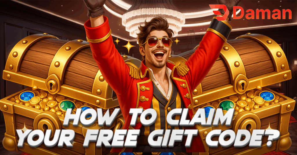 A picture of a woman showing the steps on how to get the Daman free gift code.